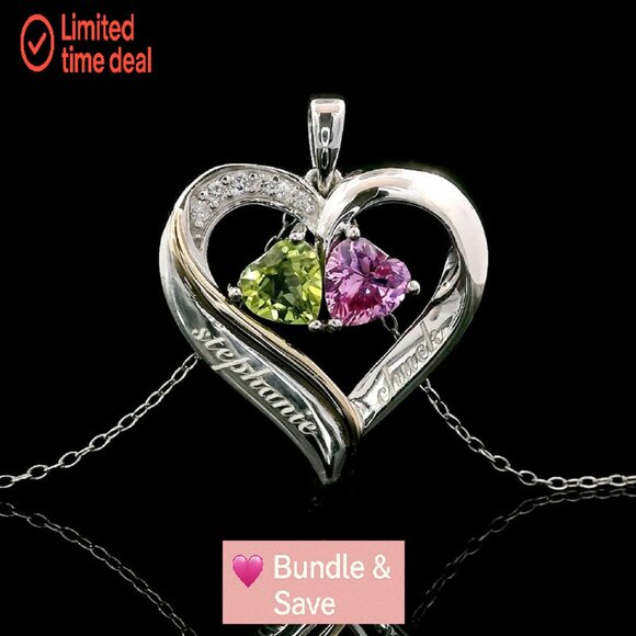 Sterling Silver 10K Gold Engraved Heart Pendant Necklace Personalized Gift - Picture 8 of 8